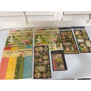 Graphic 45 Lost In Paradise Collection Lot Paper Stickers Ephemera Chipboard Tag